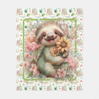Kids Sleepy Time Sloth Fleece Blanket