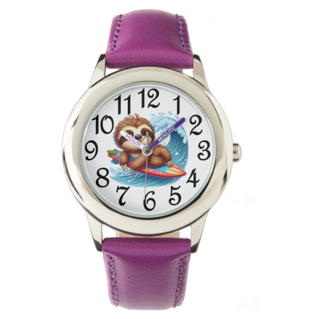 Kids Sloth Surfer  Watch (Front)