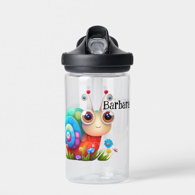 Kids Snail Personalize  Water Bottle (Front)