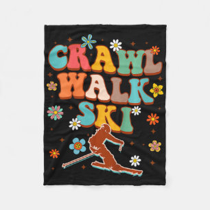 Kids Snow Skiing Lover Winter Sport  Fleece Blanket