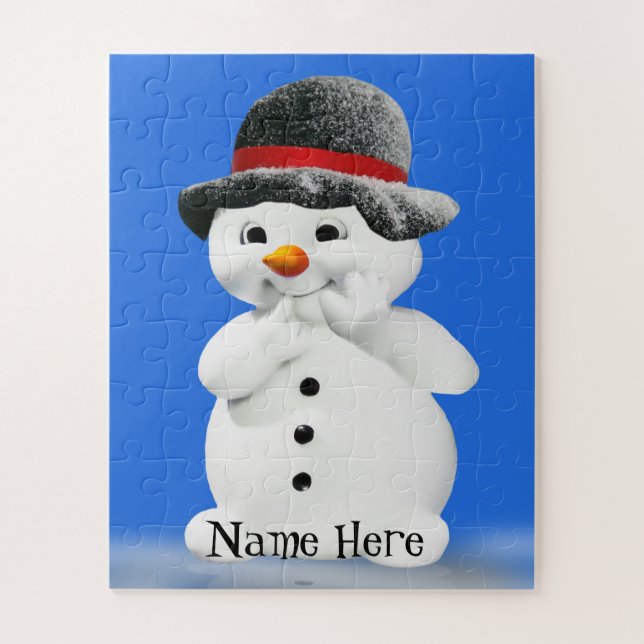 Kids Snowman Puzzle with Personalized Name (Vertical)