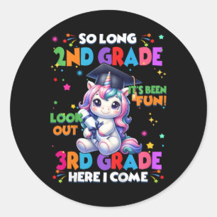 Kids So Long 2nd Grade Here I Come 3rd Grader Grad Classic Round Sticker