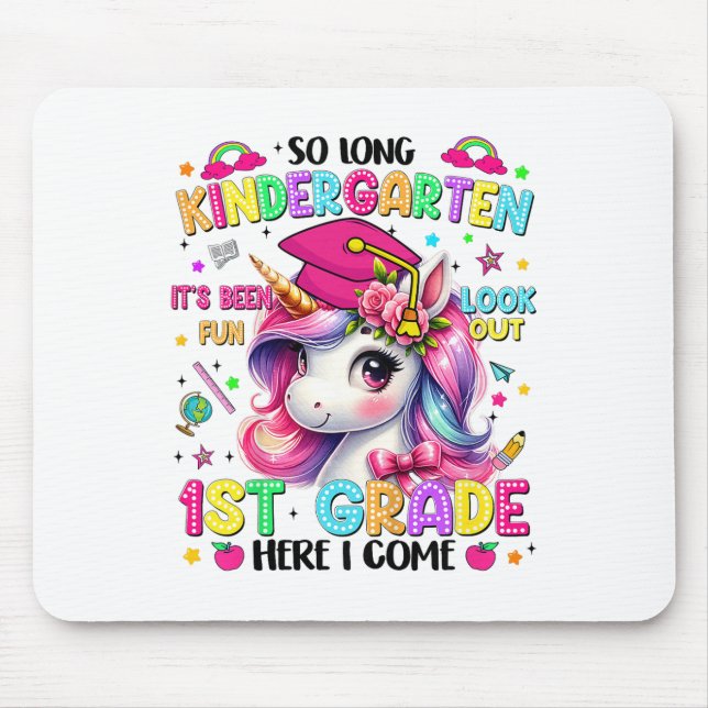 Kids So Long Kindergarten Graduation Graduate Unic Mouse Pad (Front)