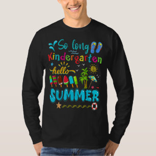 Kids So Long Kindergarten Hello Summer Beach Sunse T-Shirt