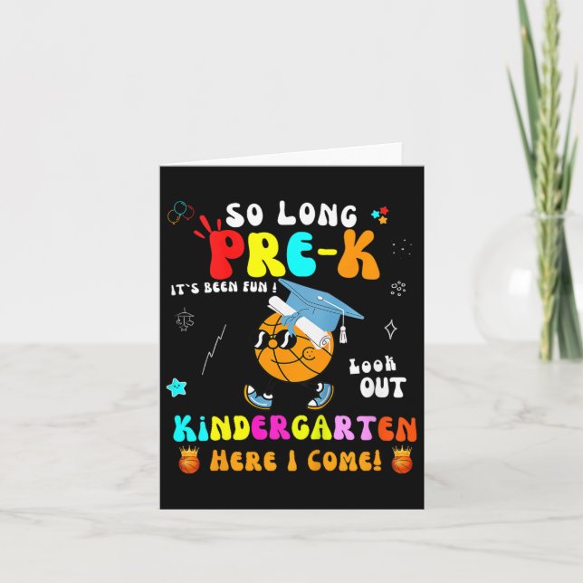 Kids So Long Pre K Kindergarten Here I Come Bysket Card (Front)