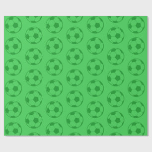 Kids Soccer Ball Green Boys Birthday Party Wrapping Paper