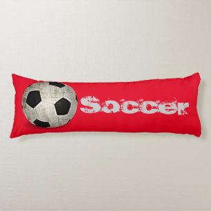 Kids Soccer Ball Sport Red White Body Pillow