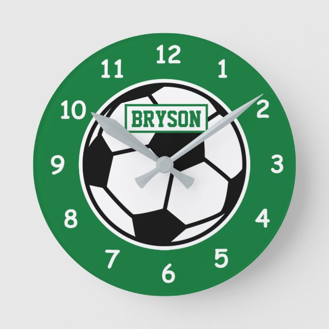 Kid's soccer ball wall clock for children's room (Front)