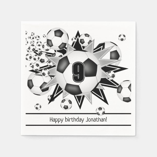 Kids soccer birthday or team party napkin (Front)