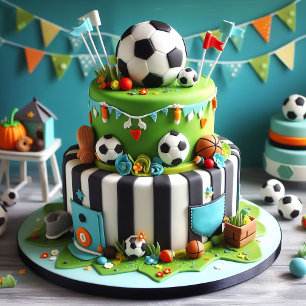 Kids Soccer Decorated Birthday Cake Birthday Card