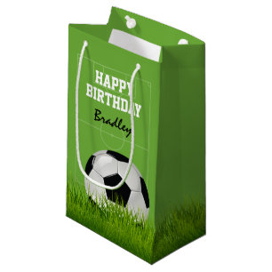Kids Soccer Football Happy Birthday Personalized Small Gift Bag