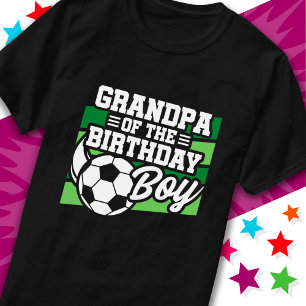 Kids Soccer Football Party Grandpa of Birthday Boy T-Shirt