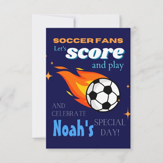 Kids Soccer Themed Birthday Party Invitations (Front)