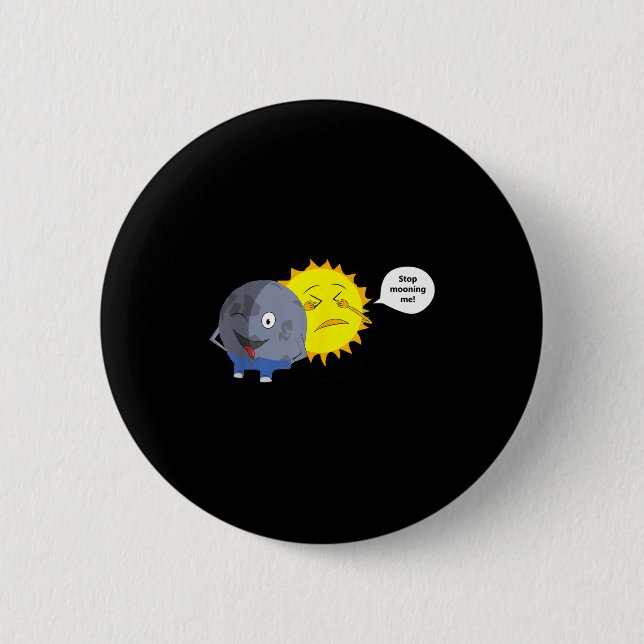 Kids Solar Eclipse Cartoon 2 Inch Round Button (Front)