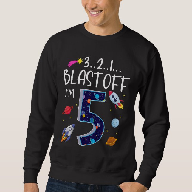 Kids Solar System Planets Five 5 Years Old 5th Bir Sweatshirt (Front)