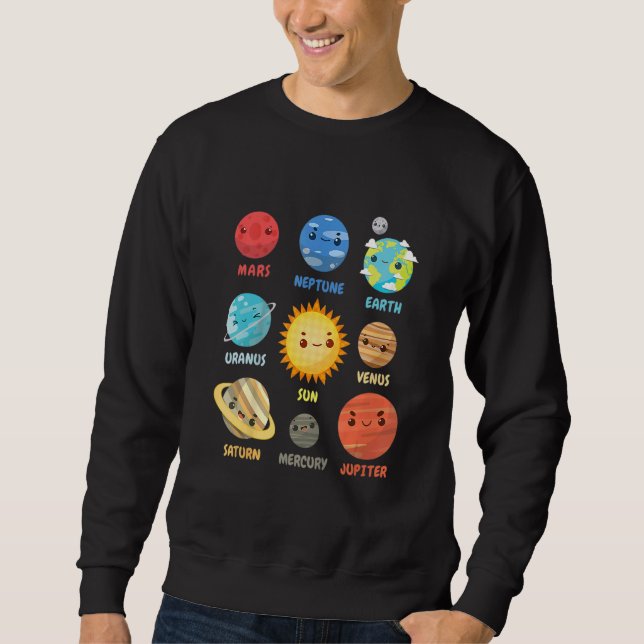 Kids Solar System Planets   For Space Geeks Sweatshirt (Front)