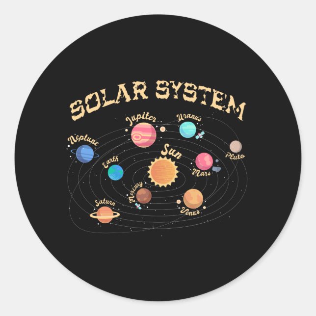 Kids Solar System Planets Knowledge Outer Space Classic Round Sticker (Front)