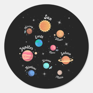 Kids Solar System Planets Knowledge Outer Space Classic Round Sticker