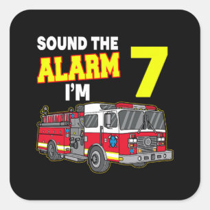 Kids Sound Alarm Im 7 Kids Fire Truck Firefighter Square Sticker
