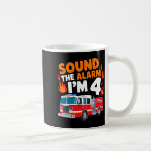Kids Sound The Alarm I'm 4 Years Old 4th Birthday Coffee Mug