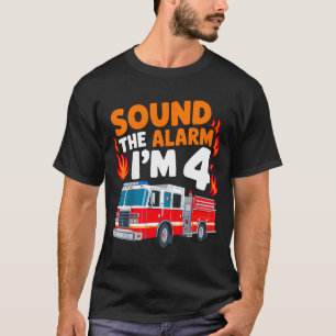 Kids Sound The Alarm I'm 4 Years Old 4th Birthday  T-Shirt