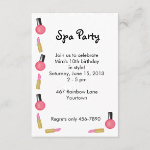 Kids Spa Party Invitation with Cosmetics