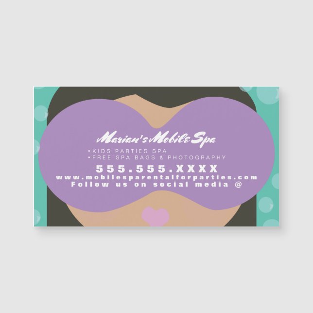 Kids Spa Party Rentals Business Magnet Card (Front)