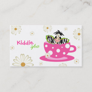Kids Spa Tea for Two Daisy Cute Zebra & Dots Business Card