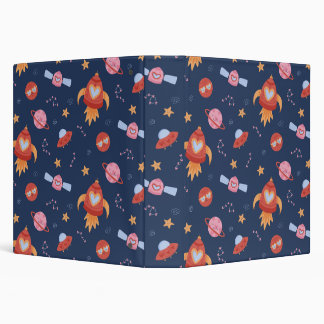 Kids Space Pattern with Rockets & Planets Binder
