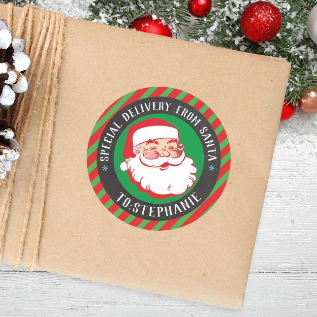 Kids Special Delivery From Santa Christmas Classic Round Sticker (Creator Uploaded)