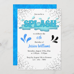 Kids "Splash" Pool Party 6th Birthday Invitation