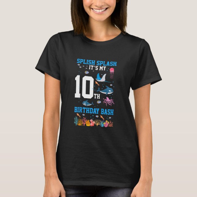 Kids Splish Splash 10th Birthday Bash Future Marin T-Shirt (Front)