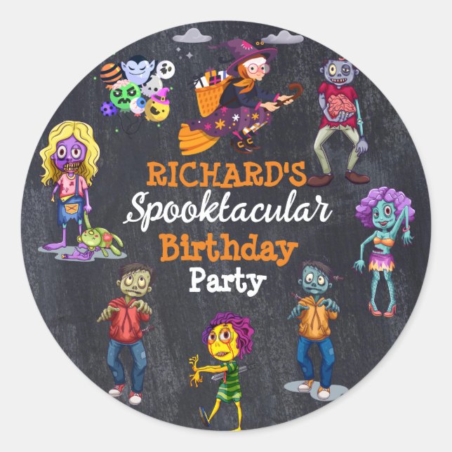 Kids Spooky Halloween Costume Birthday Sticker (Front)
