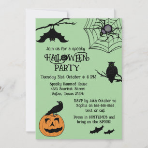Kids spooky Spider Halloween Party Invitation