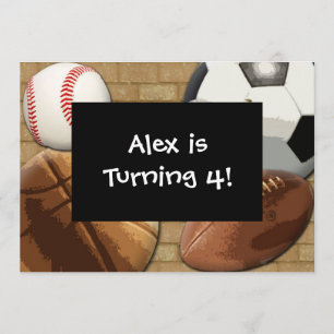 Kids Sports All-Star Birthday Custom Invitation