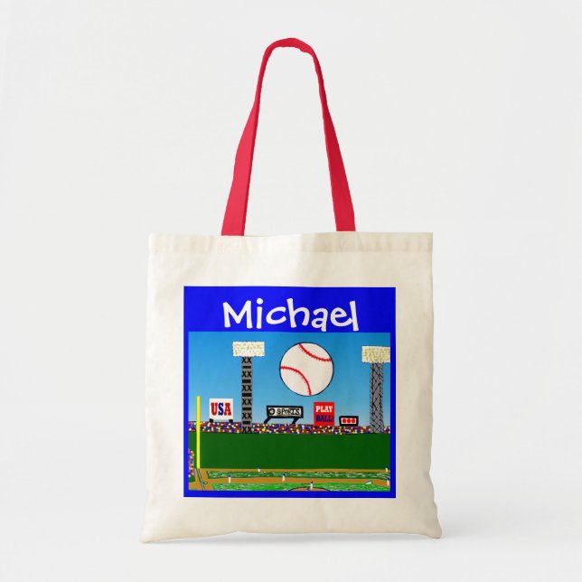 Kids Sports Personalized Baseball Art Gym Bag Gift (Front)