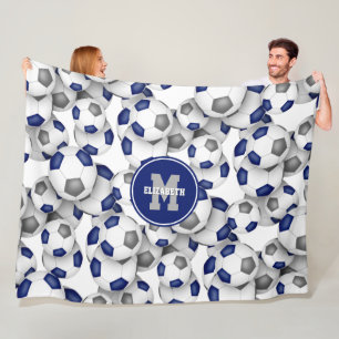 kids sports room blue grey soccer team colours  fleece blanket