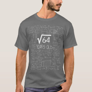 Kids Square Root of 64 8 Years Old  8th Birthday T-Shirt