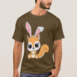 Kids Squirrel Bunny Ears Easter Day Cute Animal Bo T-Shirt