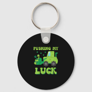 Kids St Patricks Day Bulldozer Pushing My Luck Sai Keychain