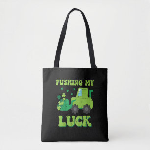 Kids St Patricks Day Bulldozer Pushing My Luck Sai Tote Bag