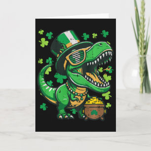 Kids St Patricks Day Dinosaur Saint Pattys Trex Bo Card