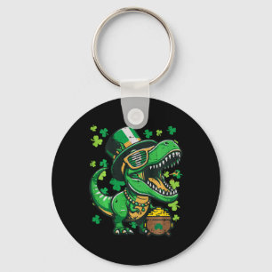 Kids St Patricks Day Dinosaur Saint Pattys Trex Bo Keychain
