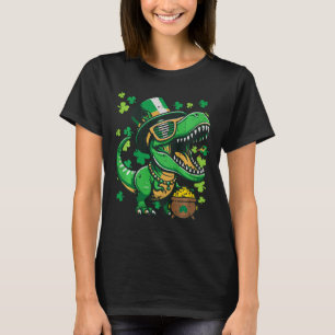 Kids St Patricks Day Dinosaur Saint Pattys Trex Bo T-Shirt