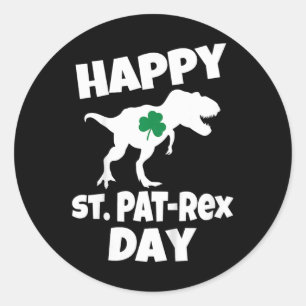 Kids St Patricks Day Dinosaur T-rex Funny Toddler  Classic Round Sticker