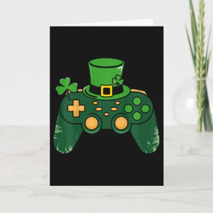 Kids St Patricks Day Gamer Gaming Controller Clove Card