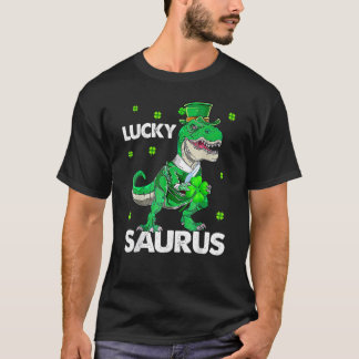 Kids St Patricks Day Lucky Saurus Shamrock Rex Boy T-Shirt