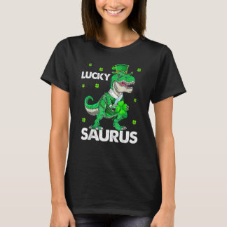 Kids St Patricks Day Lucky Saurus Shamrock Rex Boy T-Shirt