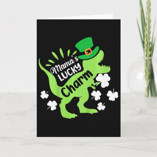 Kids St Patricks Day Mamas Lucky Charm Dinosaur Ir Card