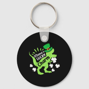 Kids St Patricks Day Mamas Lucky Charm Dinosaur Ir Keychain